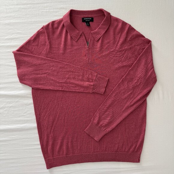 Nordstrom Men's Long Sleeve CoolMax & Wool Blend Polo L - Picture 1 of 1